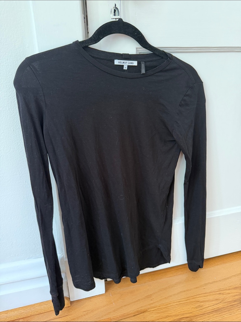Helmut Lang Black Long-Sleeve Crewneck Shirt